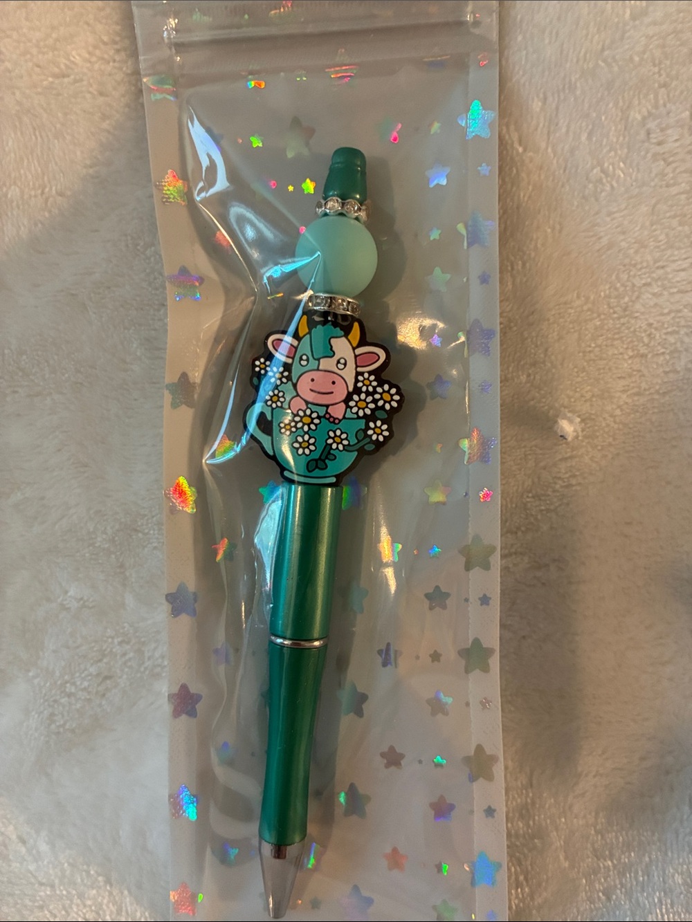 Pen Green Cow Pen - Cute Floral Design. BRAND NEW Handcrafted